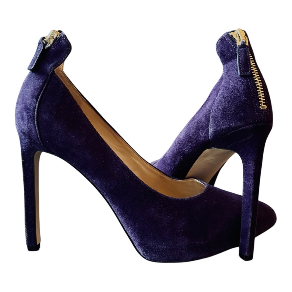 Nine West Dark Purple Velvet Stiletto Pumps – Back Zip High Heels | Size 8